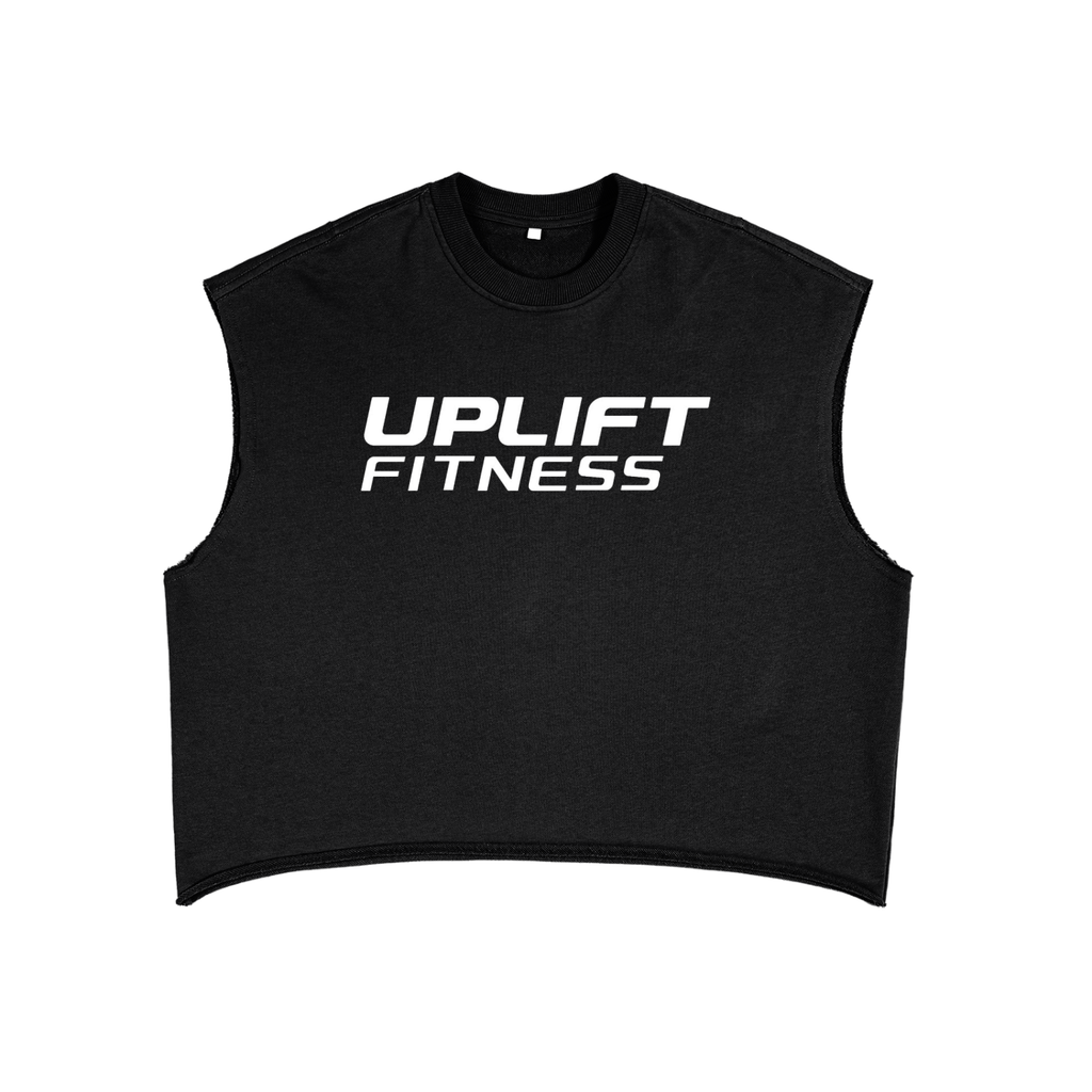 French Terry Boxy Tank Top white logo
