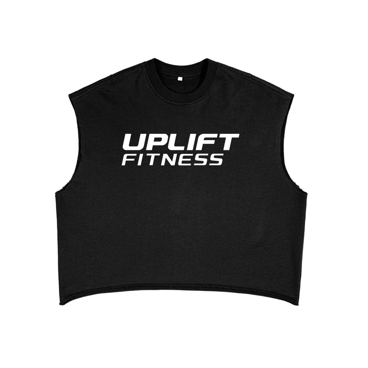 French Terry Boxy Tank Top white logo