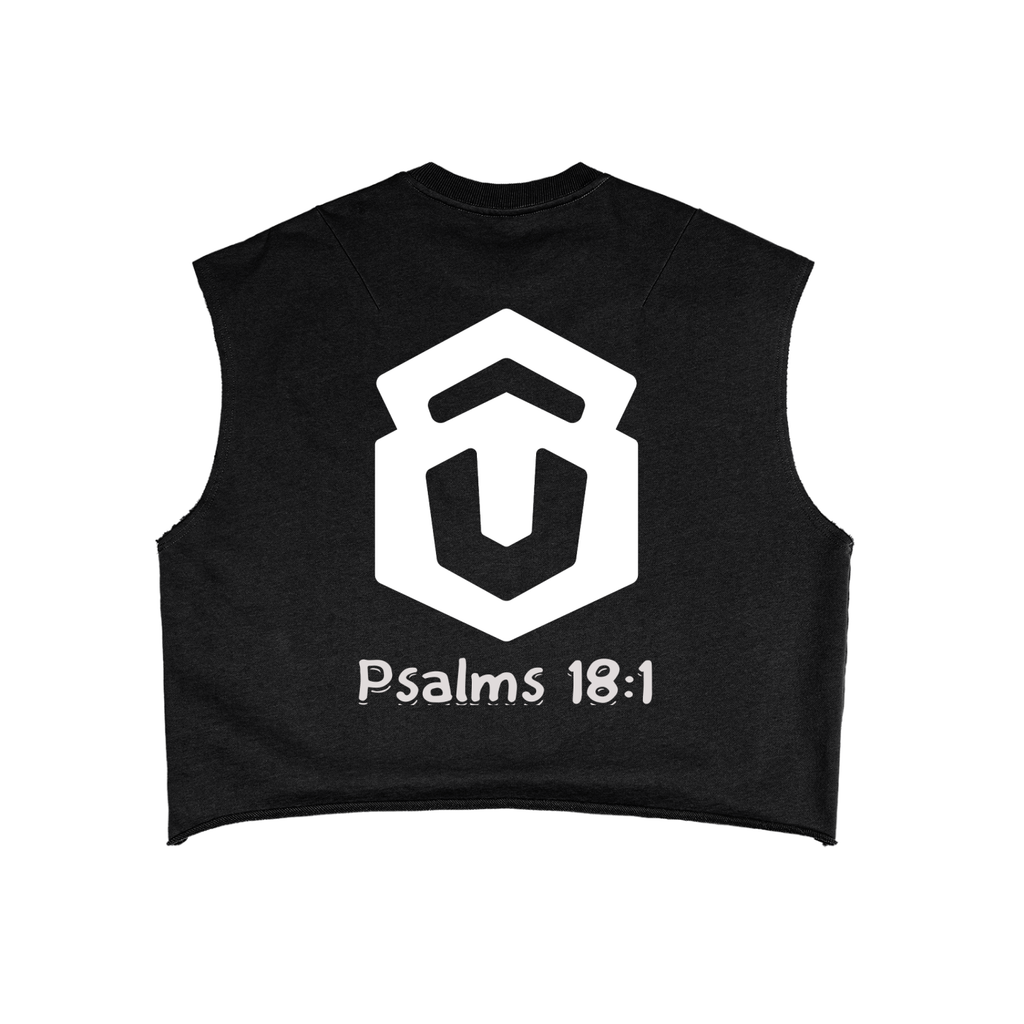 French Terry Boxy Tank Top white logo
