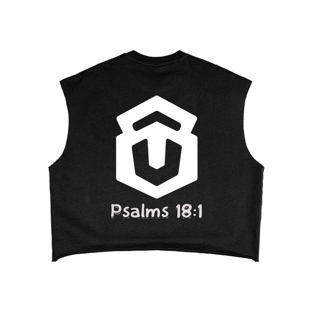 French Terry Boxy Tank Top white logo